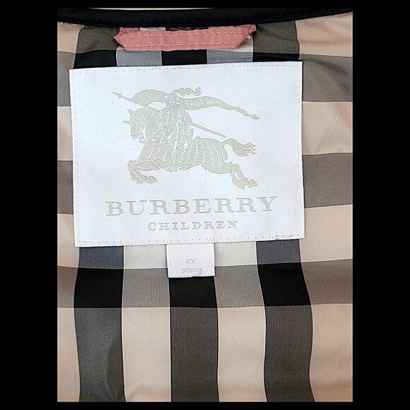 Burberry Pink Down Puffer Jacket 2Y Plaid Lined Girls Coat Toddler Designer EUC - Picture 16 of 16